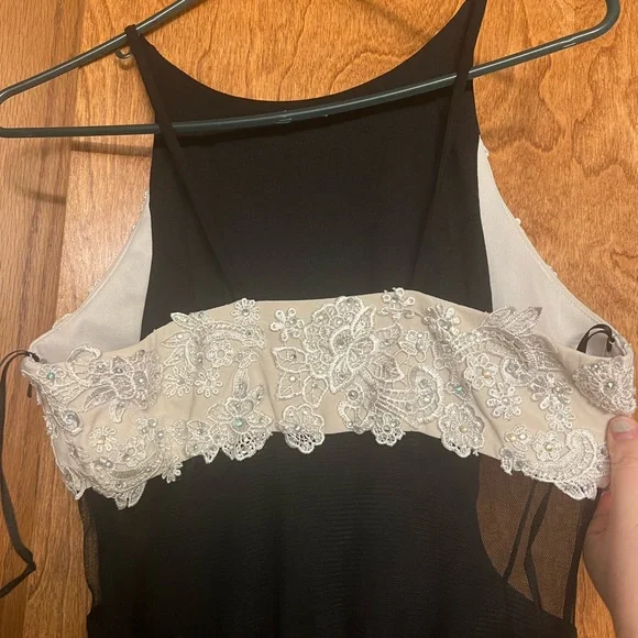Black Homecoming or Prom Dress - size 9/10 with mesh size panels, lace - Picture 6 of 6